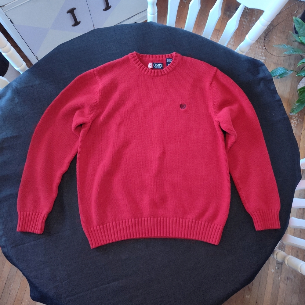 Men's chaps sweater size large. Color red